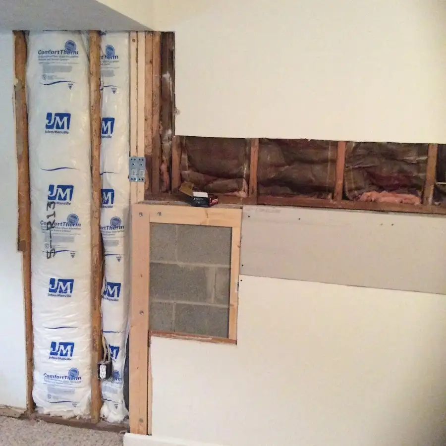Wall insulation replacement during Basement Flood Cleanup in Crowley